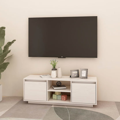 Tv Stolek Bílý 110 X 30 X 40 Cm Masivní Borové Dřevo
