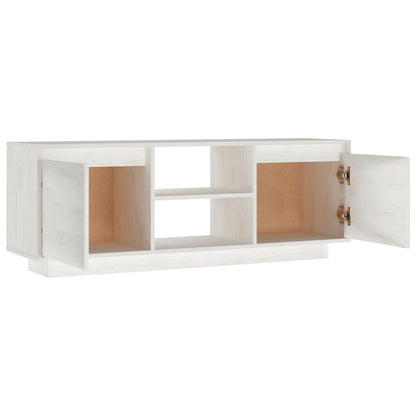 Tv Stolek Bílý 110 X 30 X 40 Cm Masivní Borové Dřevo