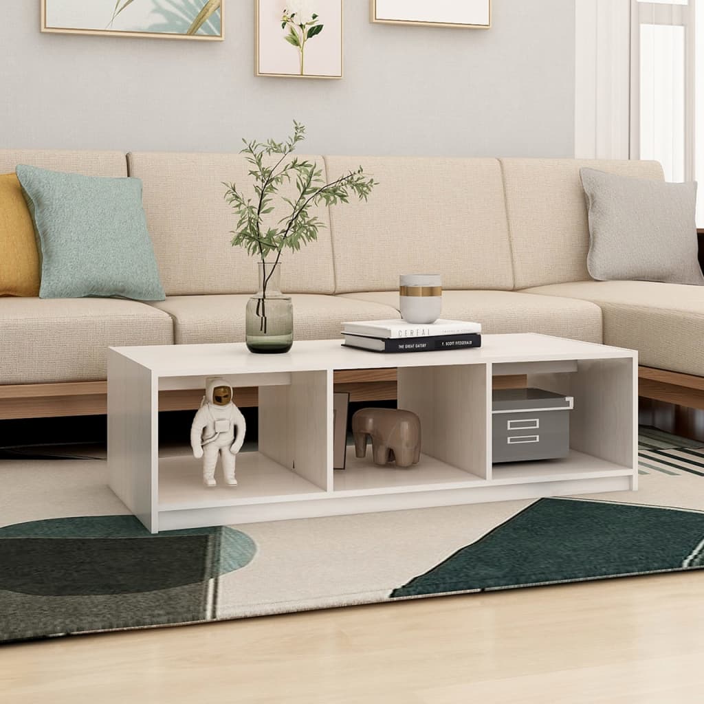 Konferenční Stolek Bílý 110 X 50 X 34 Cm Masivní Borové Dřevo