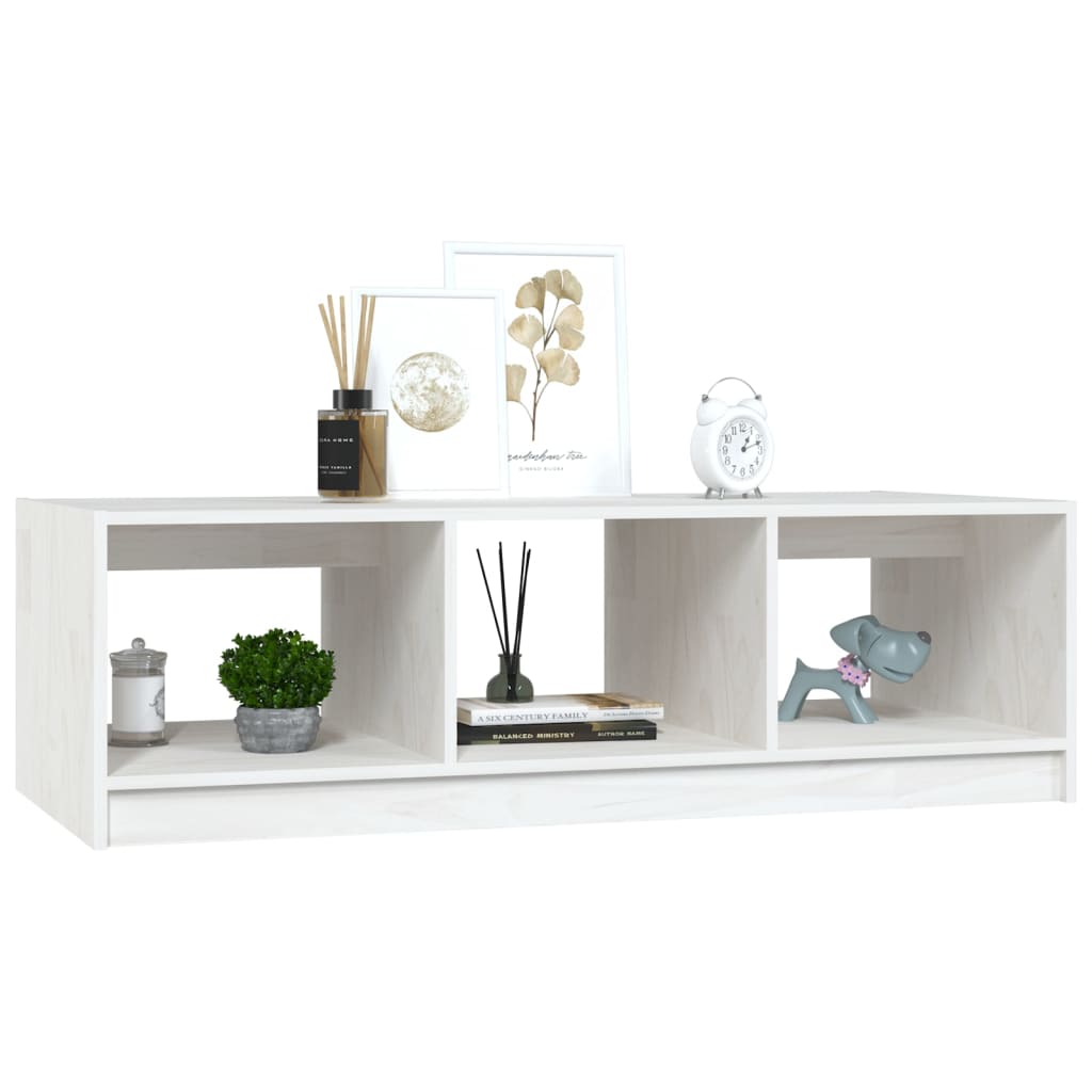 Konferenční Stolek Bílý 110 X 50 X 34 Cm Masivní Borové Dřevo