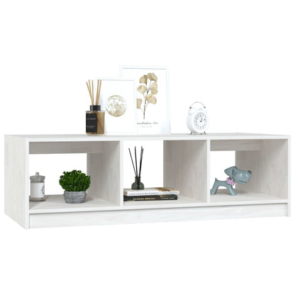 Konferenční Stolek Bílý 110 X 50 X 34 Cm Masivní Borové Dřevo