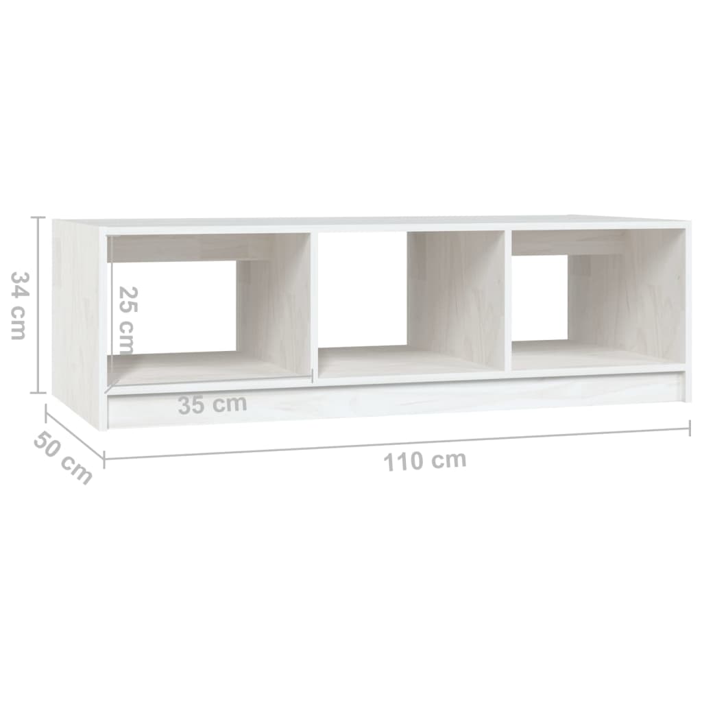 Konferenční Stolek Bílý 110 X 50 X 34 Cm Masivní Borové Dřevo