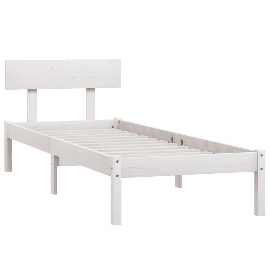 Rám Postele Bílý Masivní Dřevo 75 X 190 Cm Malé Jednolůžko
