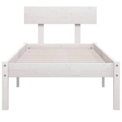 Rám Postele Bílý Masivní Dřevo 75 X 190 Cm Malé Jednolůžko