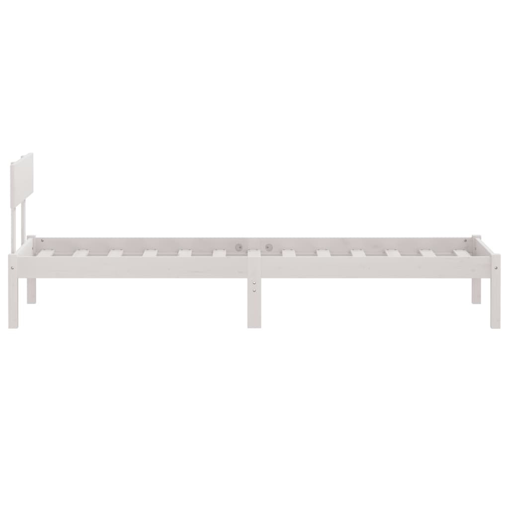 Rám Postele Bílý Masivní Dřevo 75 X 190 Cm Malé Jednolůžko