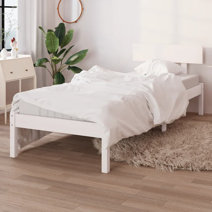 Rám Postele Bílý Masivní Dřevo 75 X 190 Cm Malé Jednolůžko