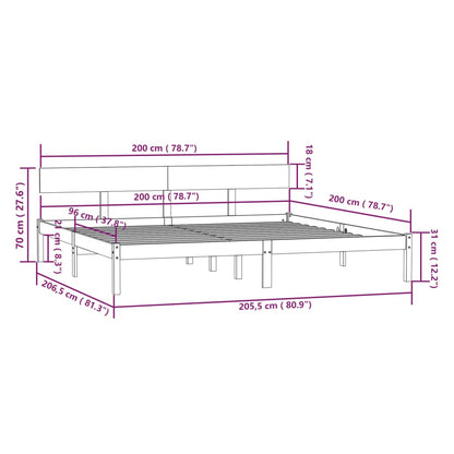 Rám Postele Bez Matrace Masivní Dřevo 200 X 200 Cm