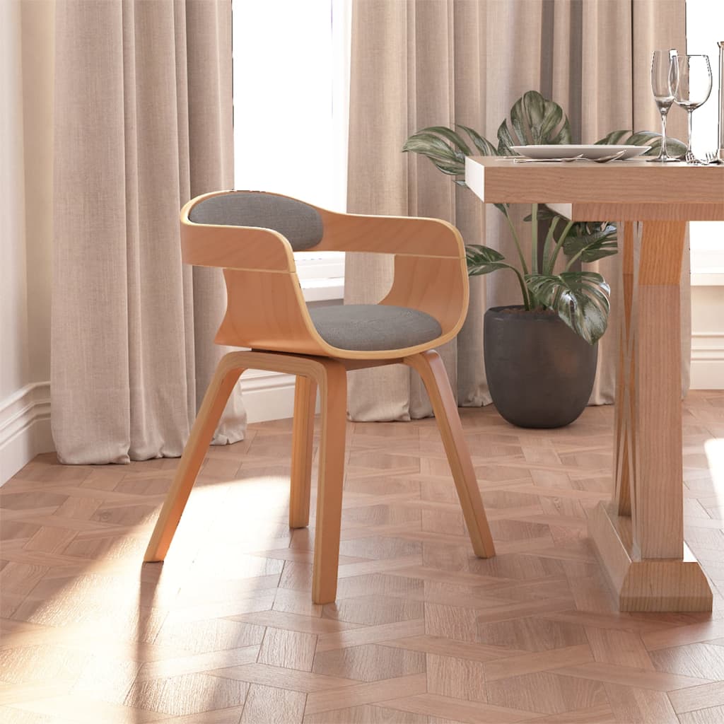Jídelní Židle Taupe Ohýbané Dřevo A Textil