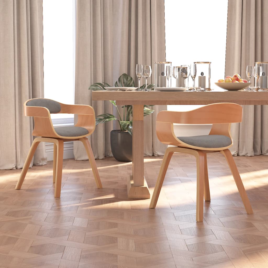 Jídelní Židle 2 Ks Taupe Ohýbané Dřevo A Textil
