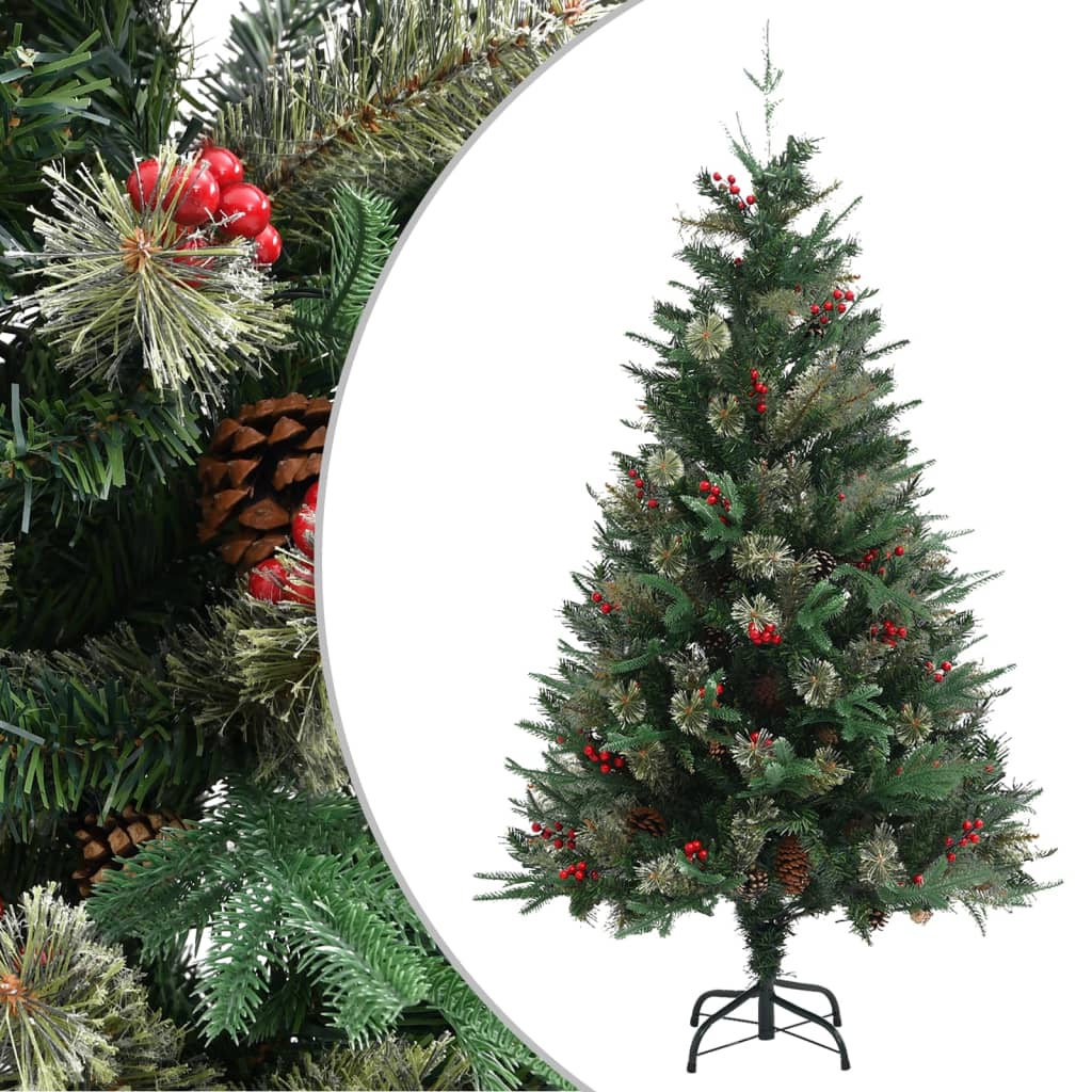 Vánoční Stromek Se Šiškami Zelený 225 Cm Pvc A Pe