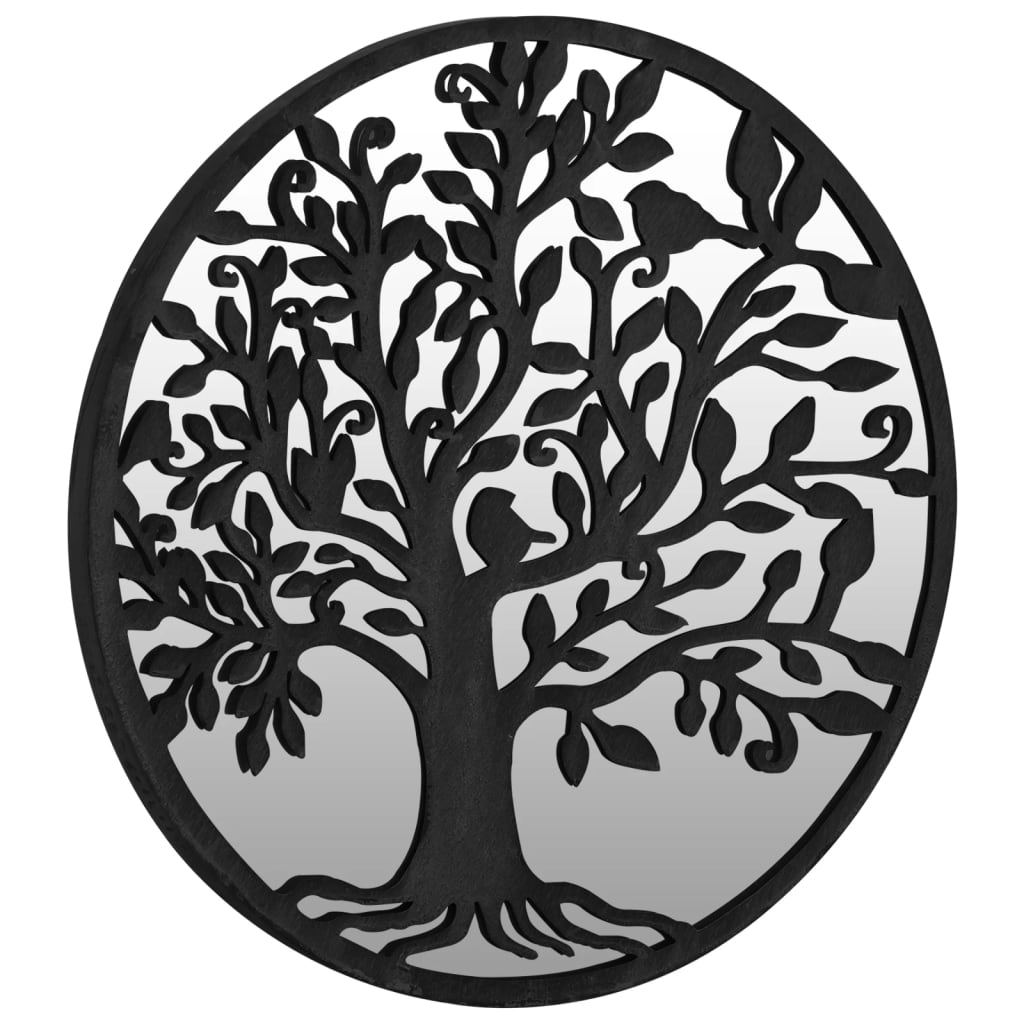 Zahradní Zrcadlo Černé 60 X 2,5 Cm Železo Kulaté Do Exteriéru