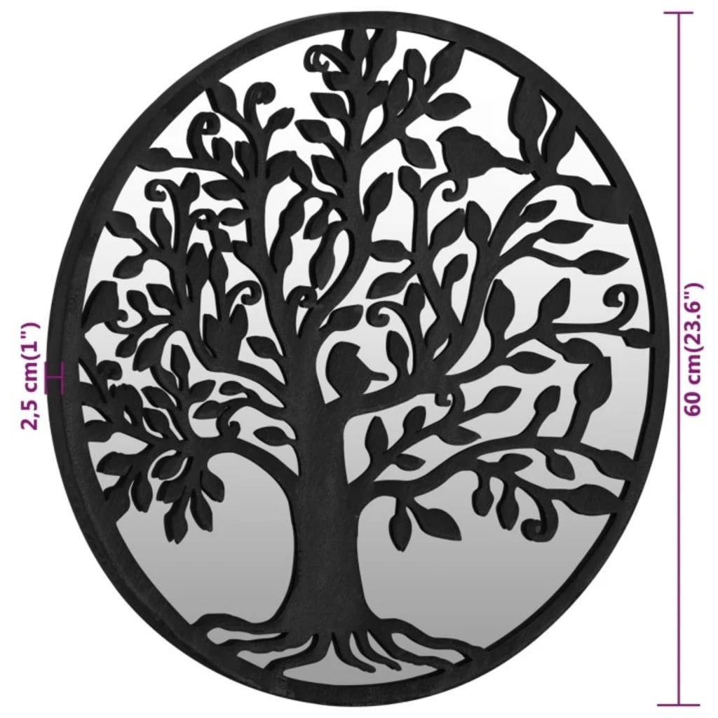 Zahradní Zrcadlo Černé 60 X 2,5 Cm Železo Kulaté Do Exteriéru