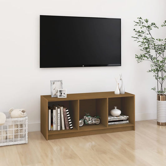 Tv Stolek Medově Hnědý 104 X 33 X 41 Cm Masivní Borové Dřevo