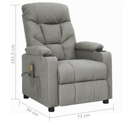 Zvedací Masážní Křeslo Světle Šedé Textil