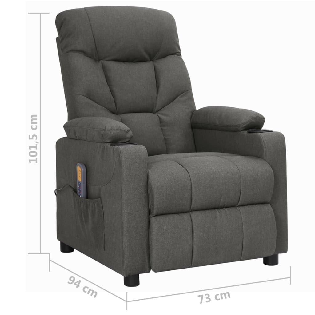 Zvedací Masážní Křeslo Tmavě Šedé Textil