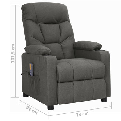 Zvedací Masážní Křeslo Tmavě Šedé Textil
