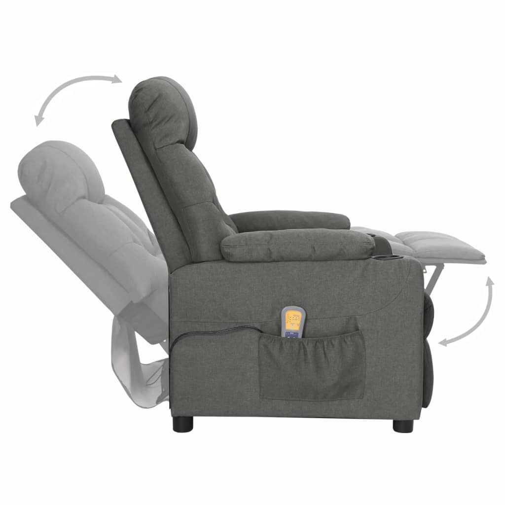 Zvedací Masážní Křeslo Tmavě Šedé Textil