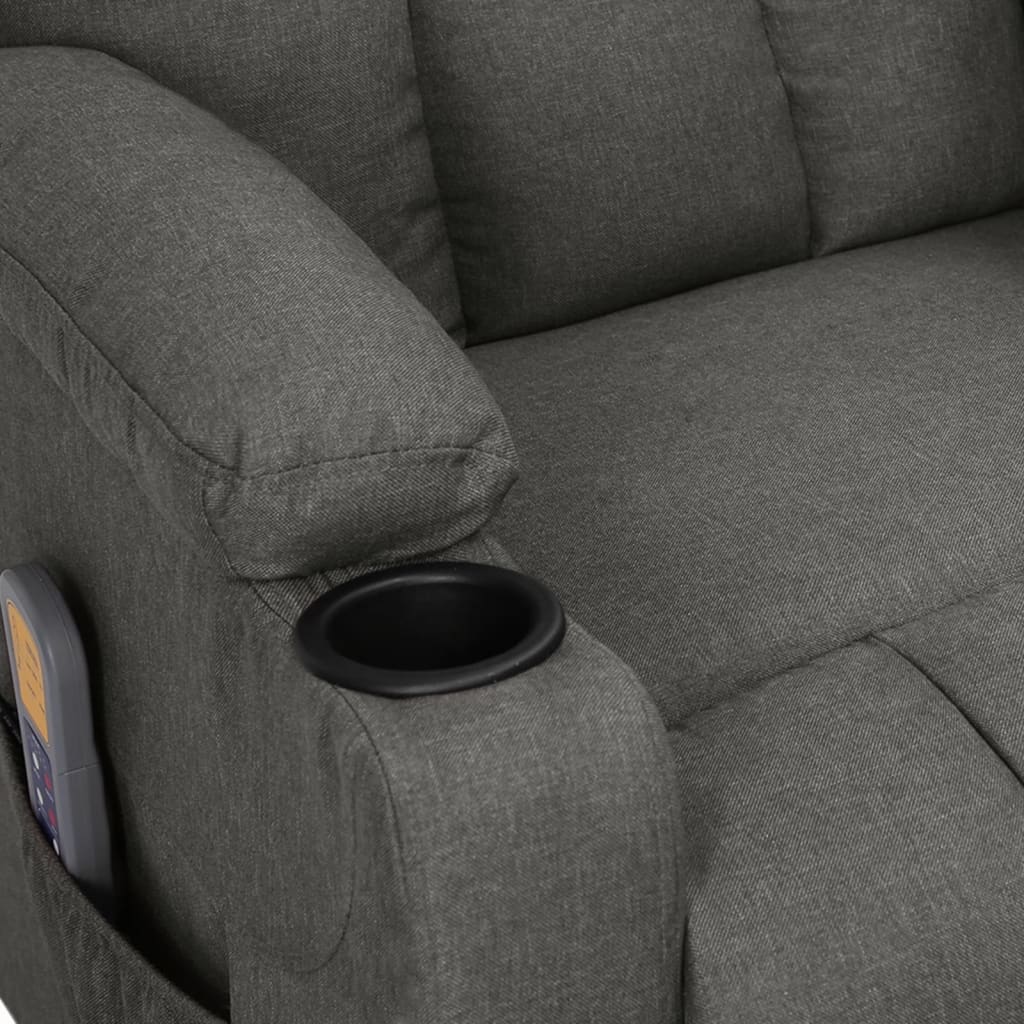 Zvedací Masážní Křeslo Tmavě Šedé Textil