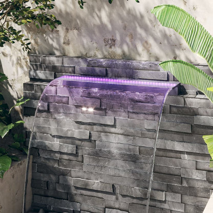 Přelivový Vodopád S Rgb Led Osvětlením Akryl 60 Cm