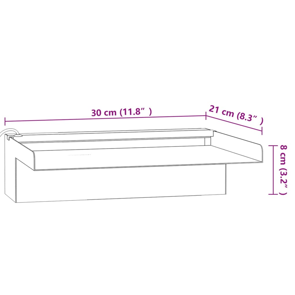 Přelivový Vodopád S Rgb Led Osvětlením Nerezová Ocel 30 Cm