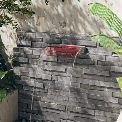 Přelivový Vodopád S Rgb Led Osvětlením Nerezová Ocel 45 Cm