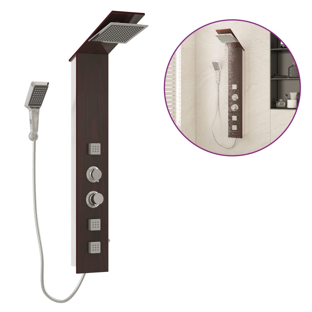 Sprchový Panel Set Sklo Hnědý