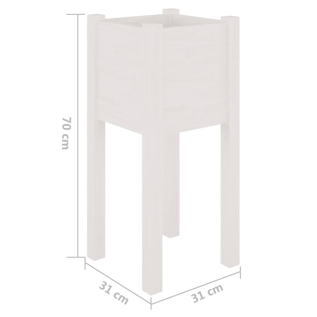 Zahradní Truhlík Bílý 31 X 31 X 70 Cm Masivní Borovice