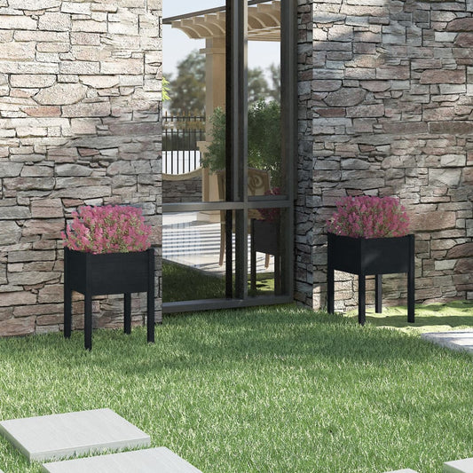 Zahradní Truhlíky 2 Ks Černé 50 X 50 X 70 Cm Masivní Borovice