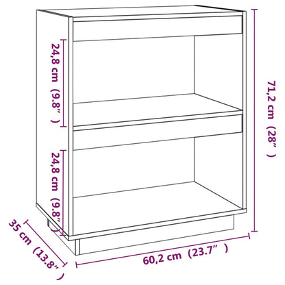 Knihovna Černá 60 X 35 X Masivní Dřevo Borovice Černá