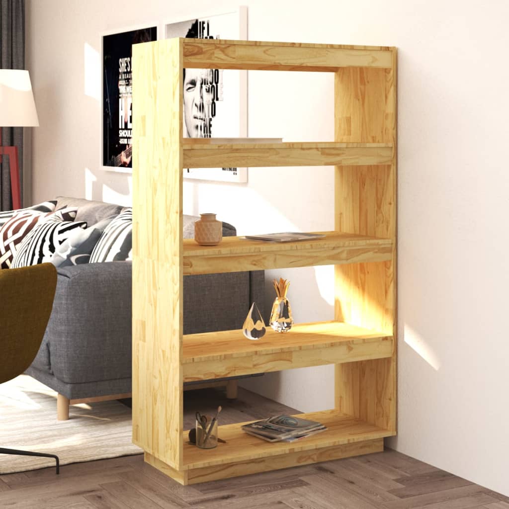Knihovna / Dělicí Stěna 60 X 35 X Masivní Borovice Přírodní