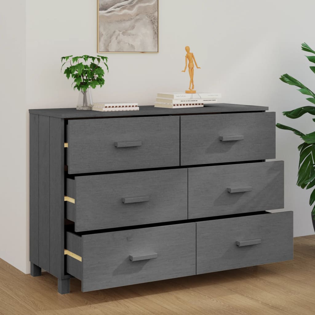 Příborník Hamar Tmavě Šedý 113 X 40 X 80 Cm Masivní Borovice