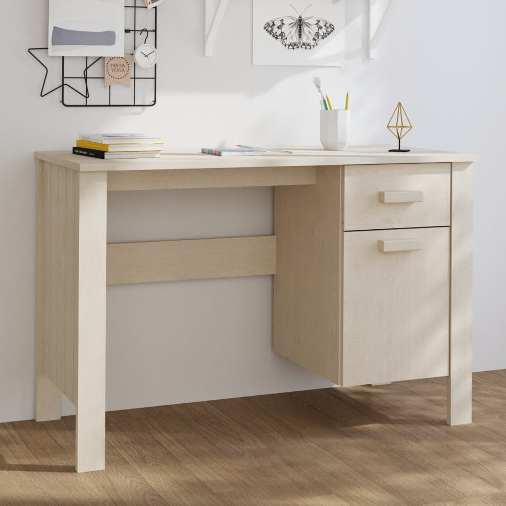 Psací Stůl Hamar Světle Šedý 113 X 50 X 75 Cm Masivní Borovice