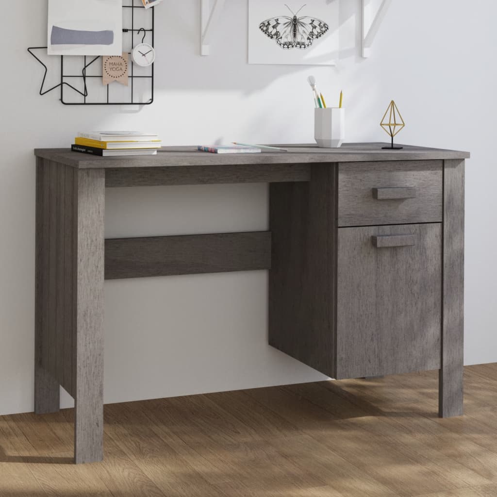 Psací Stůl Hamar Světle Šedý 113 X 50 X 75 Cm Masivní Borovice