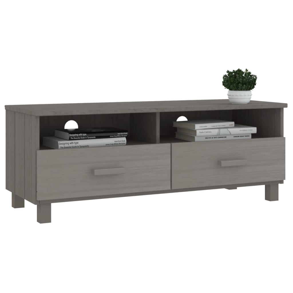 Tv Stolek Hamar Světle Šedý 106 X 40 X 40 Cm Masivní Borovice