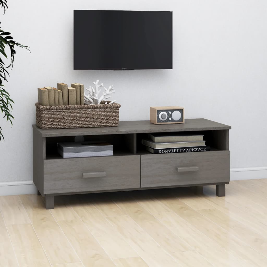 Tv Stolek Hamar Světle Šedý 106 X 40 X 40 Cm Masivní Borovice