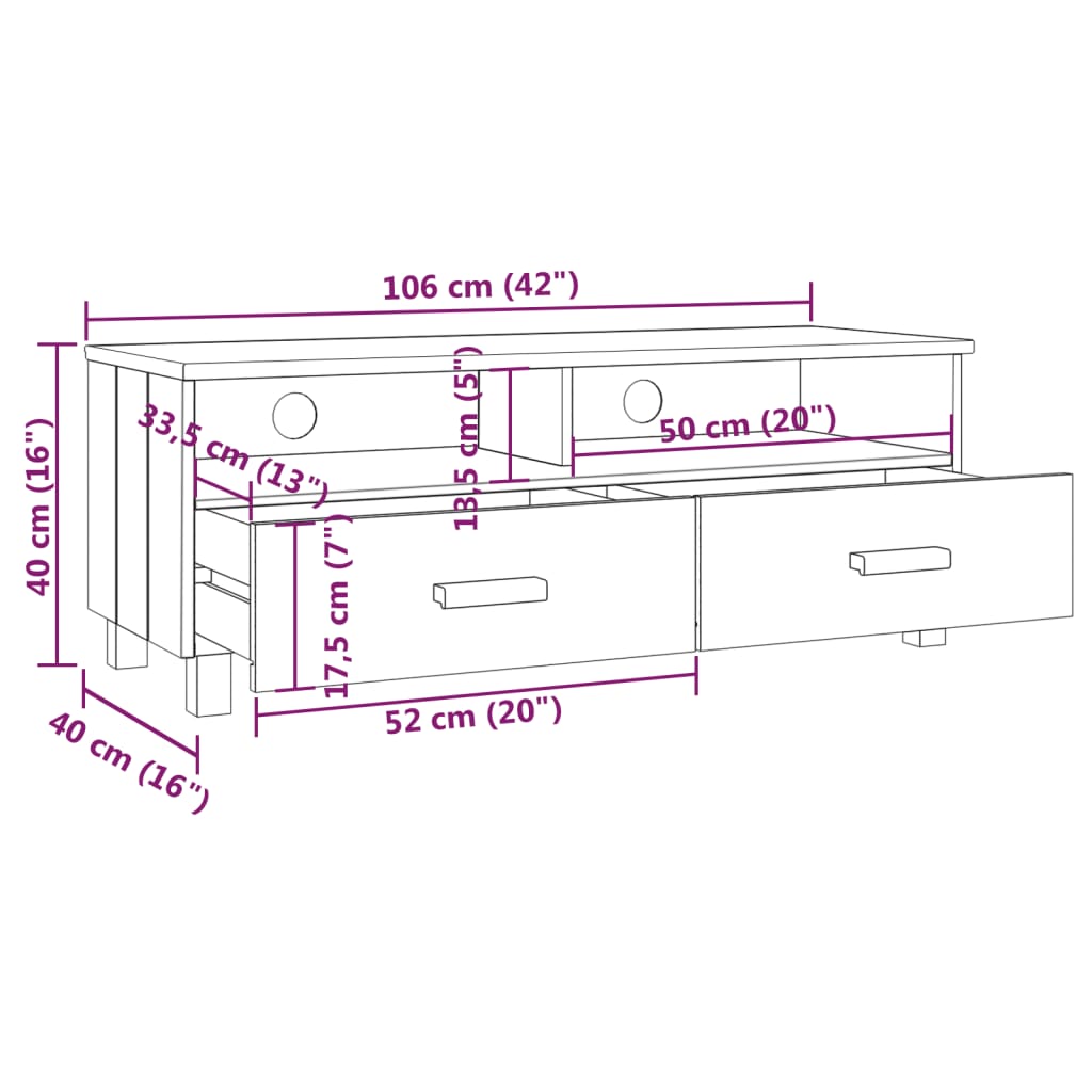 Tv Stolek Hamar Světle Šedý 106 X 40 X 40 Cm Masivní Borovice