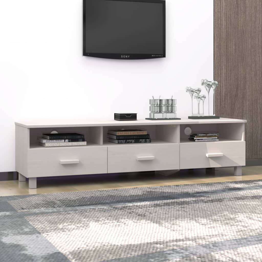 Tv Stolek Hamar Bílý 158 X 40 X 40 Cm Masivní Borovice