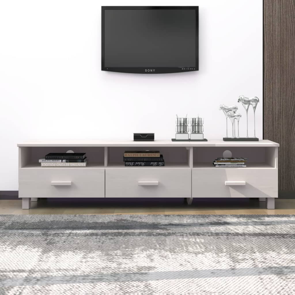 Tv Stolek Hamar Bílý 158 X 40 X 40 Cm Masivní Borovice