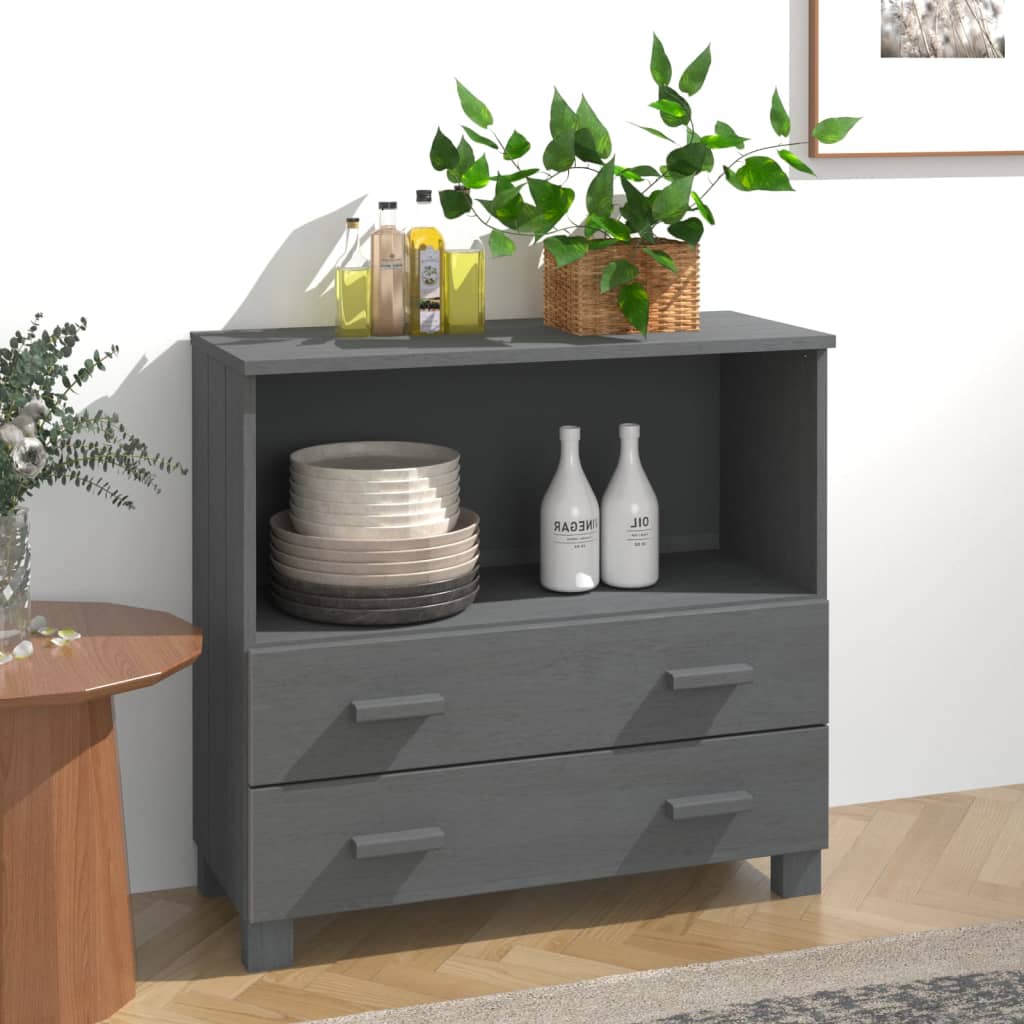 Příborník Hamar Světle Šedý 85 X 35 X 80 Cm Masivní Borovice