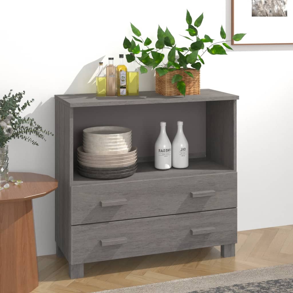 Příborník Hamar Světle Šedý 85 X 35 X 80 Cm Masivní Borovice