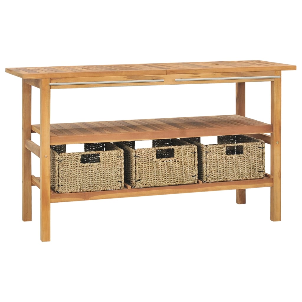 Koupelnová Skříňka S Umyvadly Z Krémového Mramoru Masivní Teak