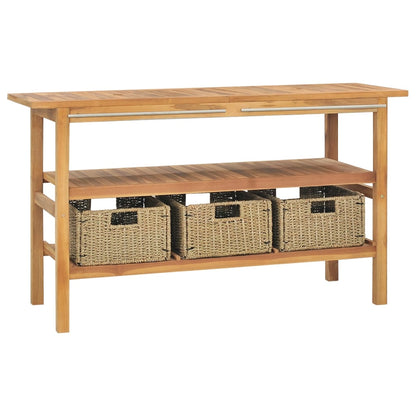 Koupelnová Skříňka S Umyvadly Z Krémového Mramoru Masivní Teak