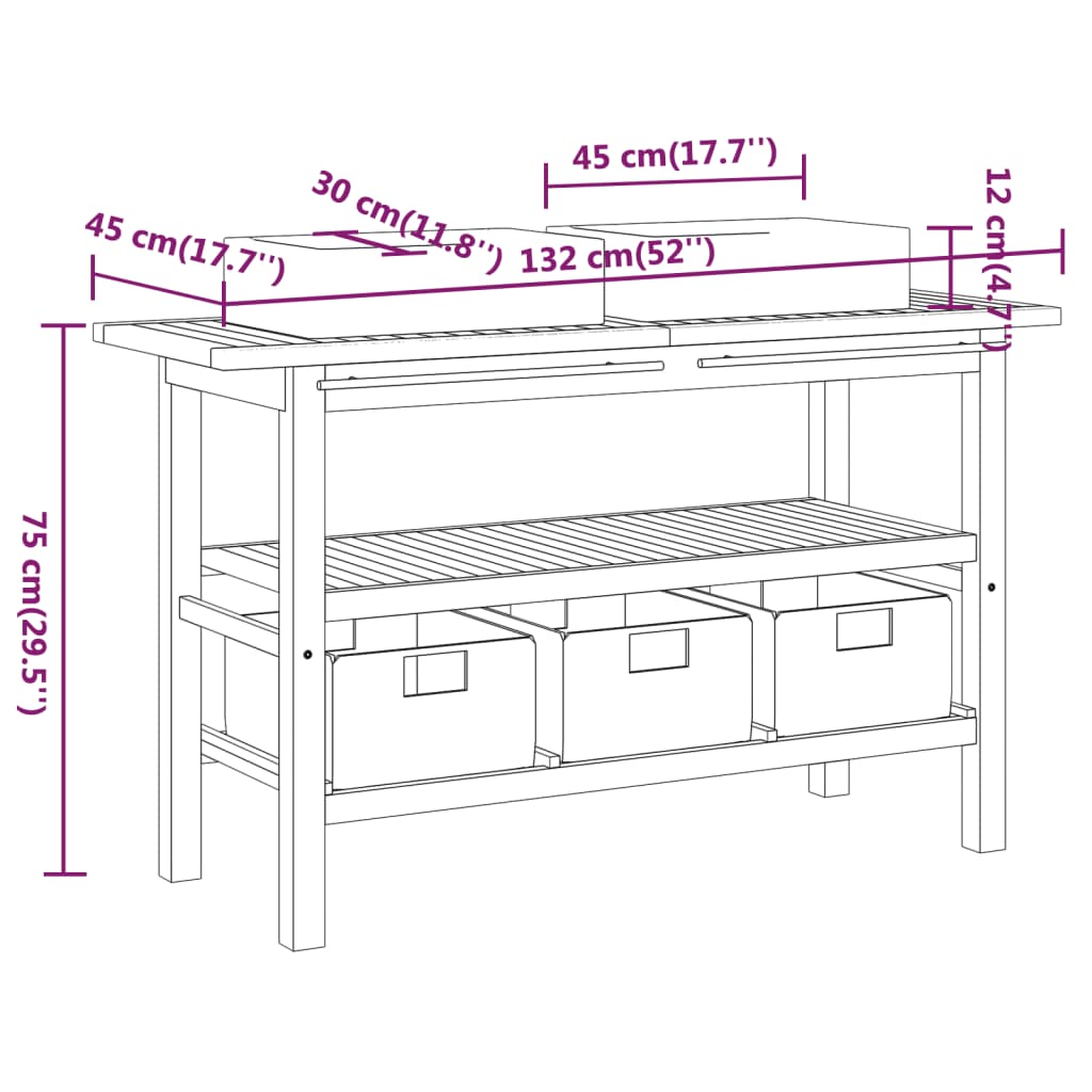 Koupelnová Skříňka S Umyvadly Z Krémového Mramoru Masivní Teak