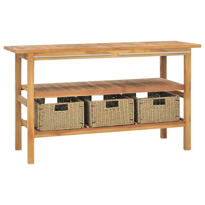 Koupelnová Skříňka S Umyvadly Z Říčního Kamene Masivní Teak