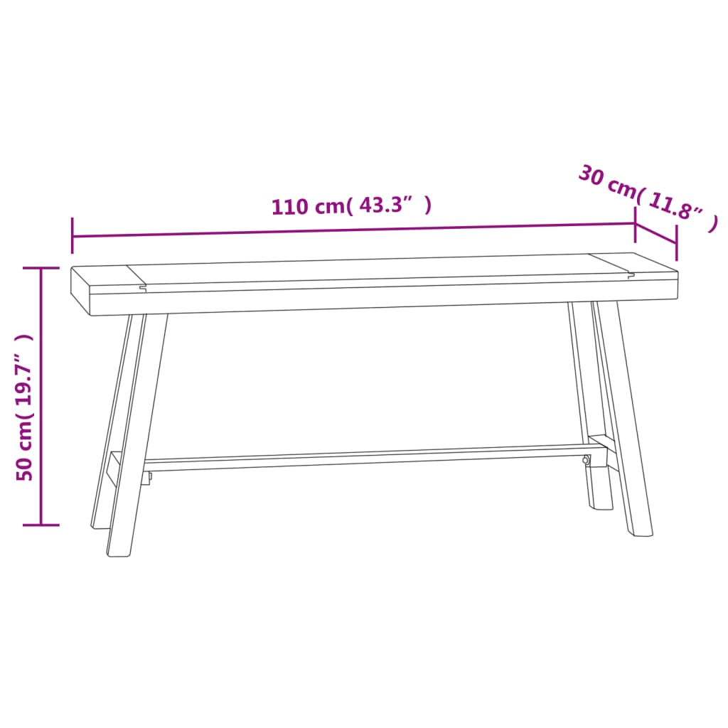 Lavice 110 Cm Masivní Teakové Dřevo Bílá