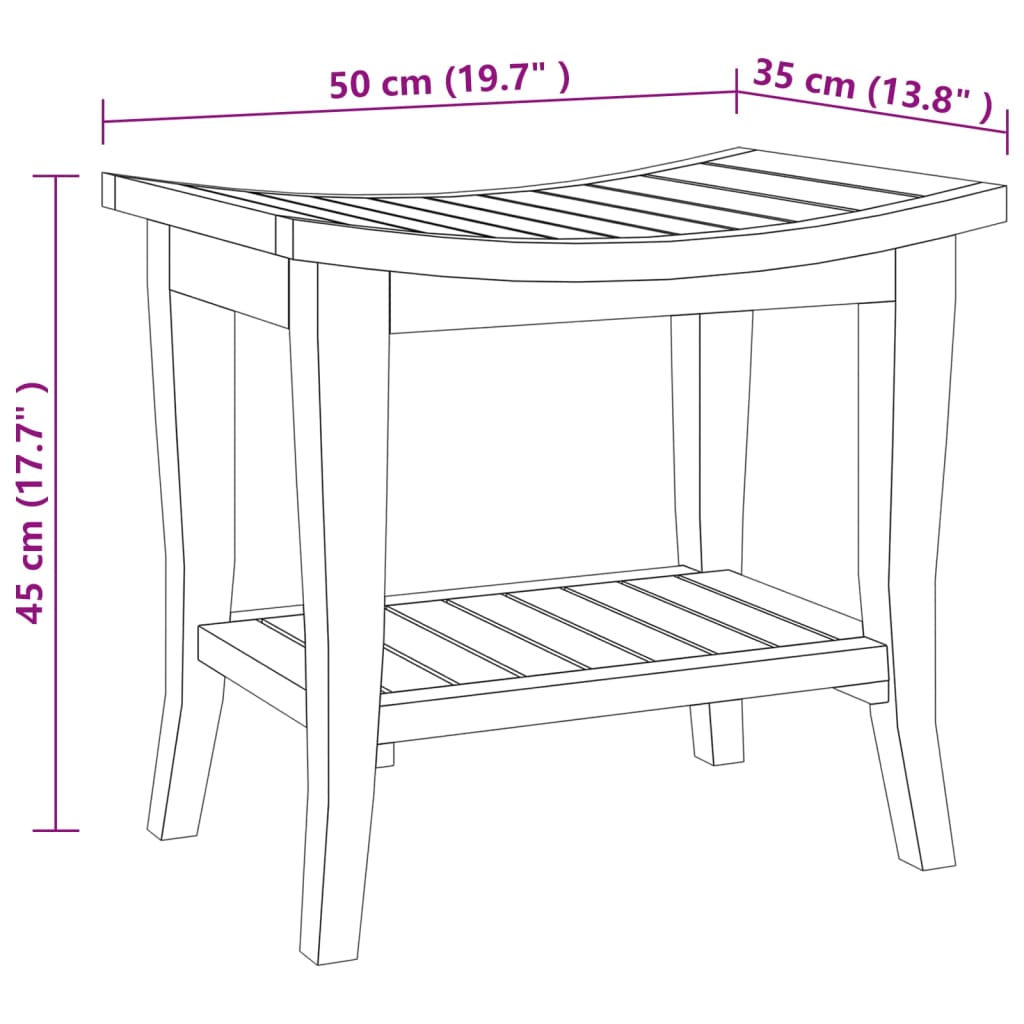 Odkládací Stolek Do Koupelny 50X35X45 Cm Masivní Teakové Dřevo