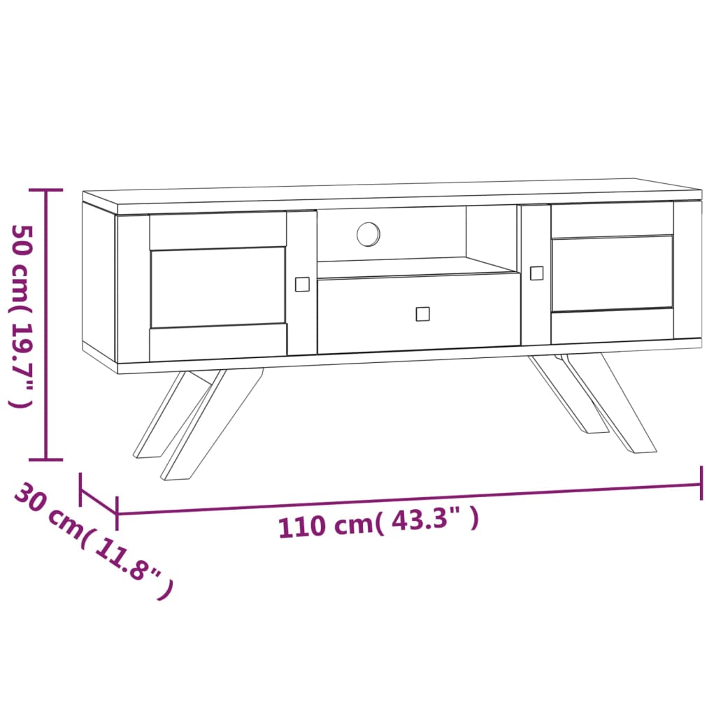 Tv Stolek 110 X 30 X 50 Cm Masivní Teakové Dřevo