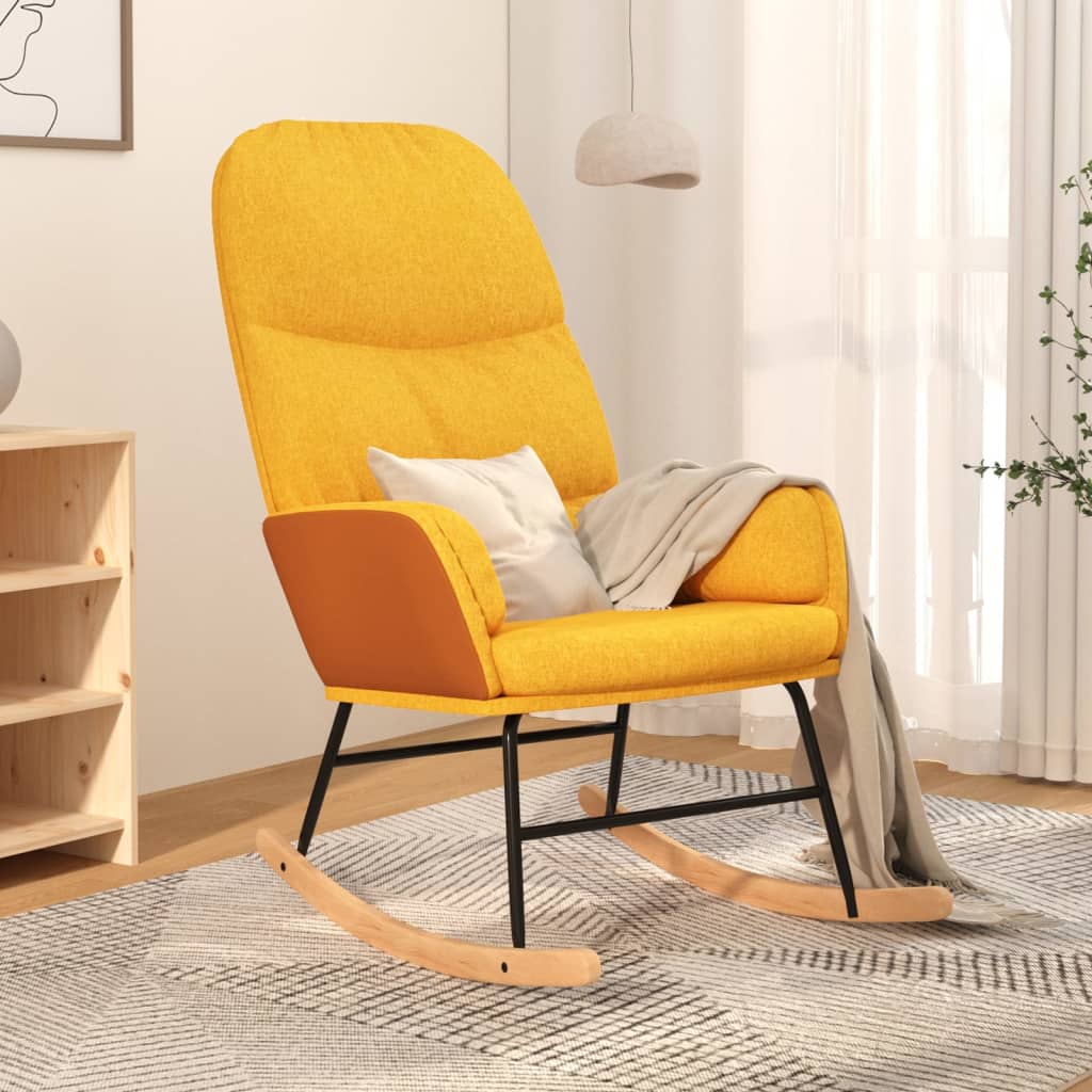 Houpací Křeslo Hořčicově Žluté Textil