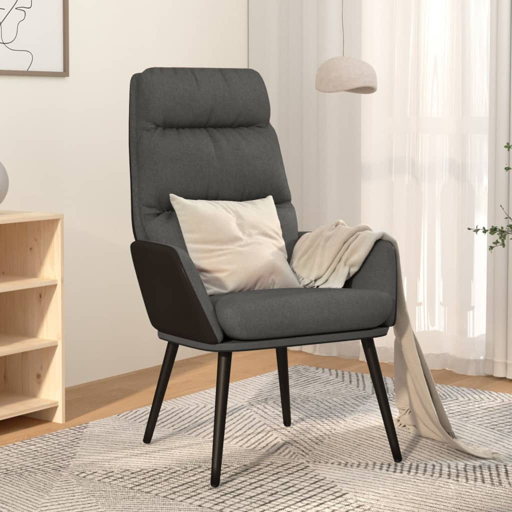 Relaxační Křeslo Tmavě Šedé Textil