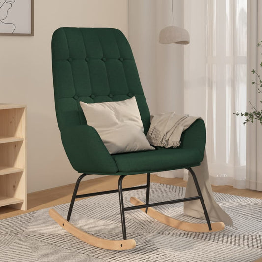 Houpací Křeslo Tmavě Zelené Textil